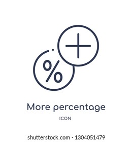 more percentage plus button icon from user interface outline collection. Thin line more percentage plus button icon isolated on white background.