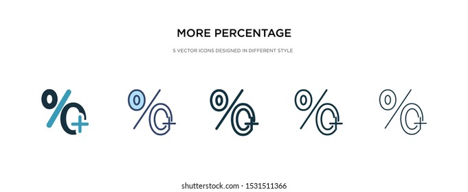 more percentage plus button icon in different style vector illustration. two colored and black more percentage plus button vector icons designed in filled, outline, line and stroke style can be used