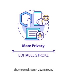 More privacy concept icon. Improved cyber protection from bugs. Web 3 0 abstract idea thin line illustration. Isolated outline drawing. Editable stroke. Arial, Myriad Pro-Bold fonts used