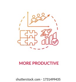 More productive red concept icon. Multi ethnic group in company. Business strategy efficiency. Multi cultural team idea thin line illustration. Vector isolated outline RGB color drawing