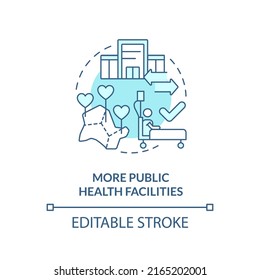 More public health facilities turquoise concept icon. Way to improve healthcare abstract idea thin line illustration. Isolated outline drawing. Editable stroke. Arial, Myriad Pro-Bold fonts used