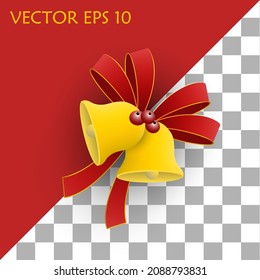 More realistic christmas bells vector in golden color