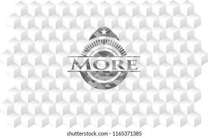 More realistic grey emblem with cube white background