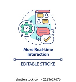 More real-time interaction concept icon. Live chat. Benefits of UCaaS using abstract idea thin line illustration. Isolated outline drawing. Editable stroke. Arial, Myriad Pro-Bold fonts used
