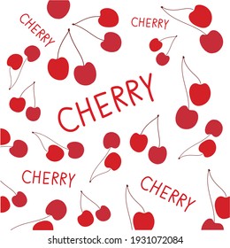 more red cherry fruit illustration vector design symbol , font cherry