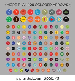 More than 100 colored arrows - flat design