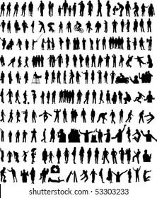 More than 200 different people silhouettes