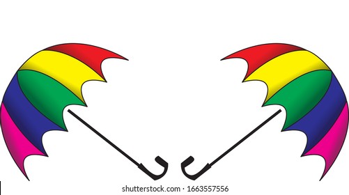 more than one vector with colorful umbrellas