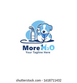 More Water H2O For Pet Shop Logo Blue Ilustration Cartoon Dog Puppy vector