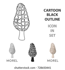 Morel icon in cartoon style isolated on white background. Mushroom symbol stock vector illustration.