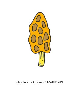 Morel  icon in color, isolated on white background 