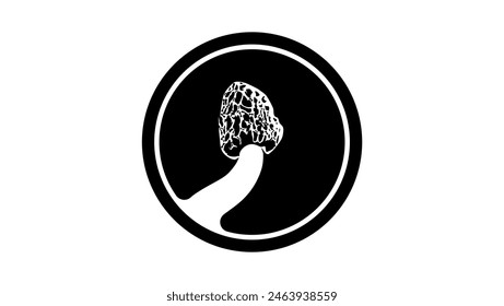 morel mushroom, black isolated silhouette