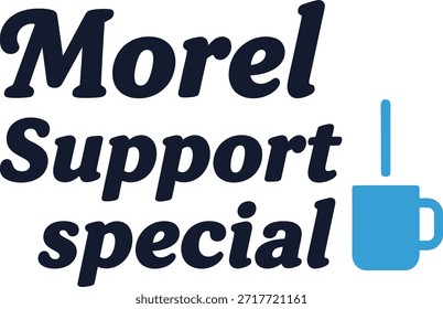 Morel Support special vector typography design blue black mushroom fungi icon graphic for t-shirt apparel sticker nature hobbyist merchandise print creative layout cut