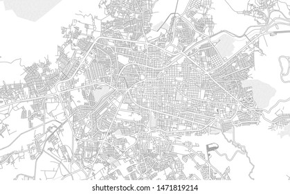 Morelia, Michoacán, Mexico, bright outlined vector map with bigger and minor roads and steets created for infographic backgrounds.