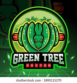 Morelia viridis Green tree python mascot. esport logo design
