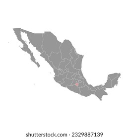 Morelos Staatskarte, Verwaltungsabteilung des Landes von Mexiko. Vektorgrafik.