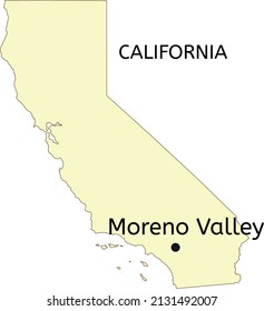 Ubicación de la ciudad de Moreno Valley en el mapa de California