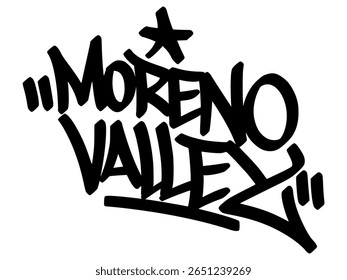 Marca de grafite do Vale do Moreno em letras negras sobre fundo transparente. Sensação urbana limpa com linhas expressivas perfeitas para visuais modernos