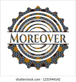 Moreover arabic style badge. Arabesque decoration.