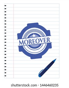 Moreover emblem drawn with pen. Blue ink. Vector Illustration. Detailed.