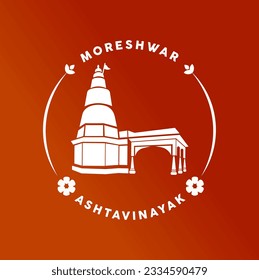 Moreshwar Ganapati temple vector icon. Ashtavinayak Ganesh Mandir icon..