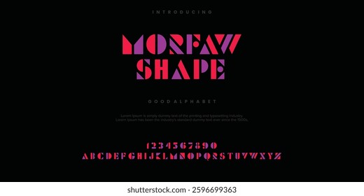 Morfaw Shape modern minimal abstract alphabet fonts. Typography technology, electronic, movie, digital, music, future, logo creative font. vector illustration