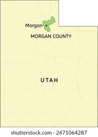 Morgan County and city of Morgan location on Utah state map