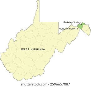 Morgan County and town of Berkeley Springs location on West Virginia state map