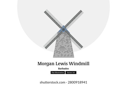 Morgan Lewis Windmill Barbados Vector Illustration
