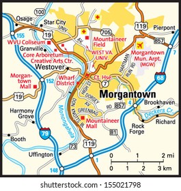 Morgantown, West Virginia Area Map