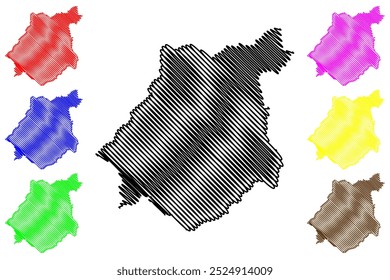 Distrito de Morges (Suíça, Confederação Suíça, Cantão de Vaud, Waadt ou Vôd) mapa ilustração vetorial, esboço de rabisco Mapa de Bezirk Morges