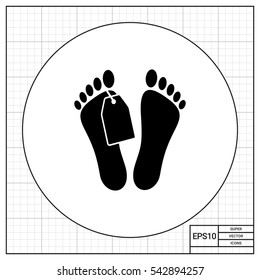 Morgue Concept and Mans Feet with Tag Icon
