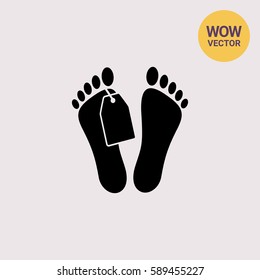 Morgue Concept and Mans Feet with Tag Icon