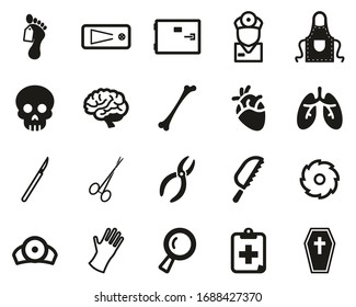 Morgue or Coroner Equipment Icons Black & White Set Big