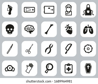 Morgue Or Coroner Equipment Icons Black & White Flat Design Set Big