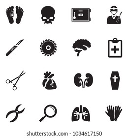 Morgue Icons. Black Flat Design. Vector Illustration. 