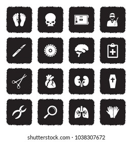 Morgue Icons. Grunge Black Flat Design. Vector Illustration.