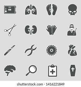 Morgue Icons. Sticker Design. Vector Illustration.