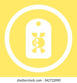 Morgue Mark vector icon. Style is flat rounded symbol, white color, rounded angles, yellow background.