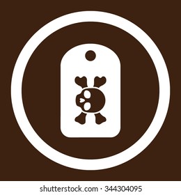 Morgue Mark vector icon. Style is flat rounded symbol, white color, rounded angles, brown background.