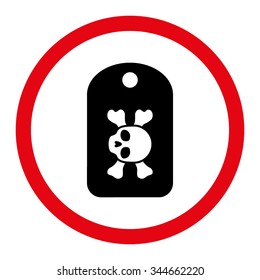 Morgue Mark vector icon. Style is bicolor flat rounded symbol, intensive red and black colors, rounded angles, white background.