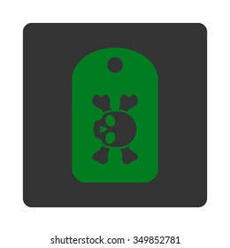 Morgue Mark vector icon. Style is flat rounded square button, green and gray colors, white background.
