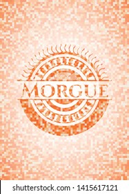 Morgue orange mosaic emblem with background