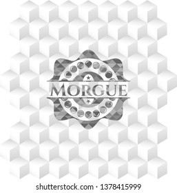 Morgue realistic grey emblem with cube white background