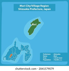 Mori City Village Region Shizuoka Prefecture Map, Japan