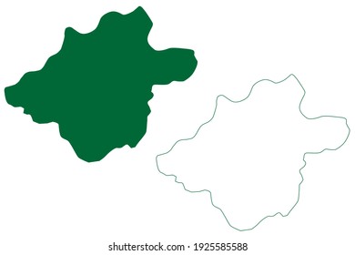 Distrito de Morigaon (Estado de Assam, República de la India) mapa de ilustración vectorial, dibujo de garabatos Morigaon mapa