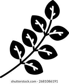 Moringa Branch Silhouette Vector Illustration