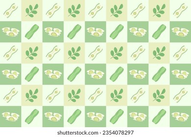 moringa herb vector seamless pattern background