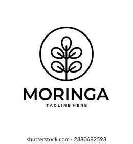 Moringa leaf badge logo line art vector simple illustration template icon graphic design