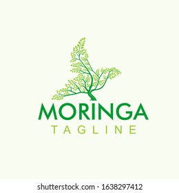 Moringa Leaf Logo Template Bird Concept